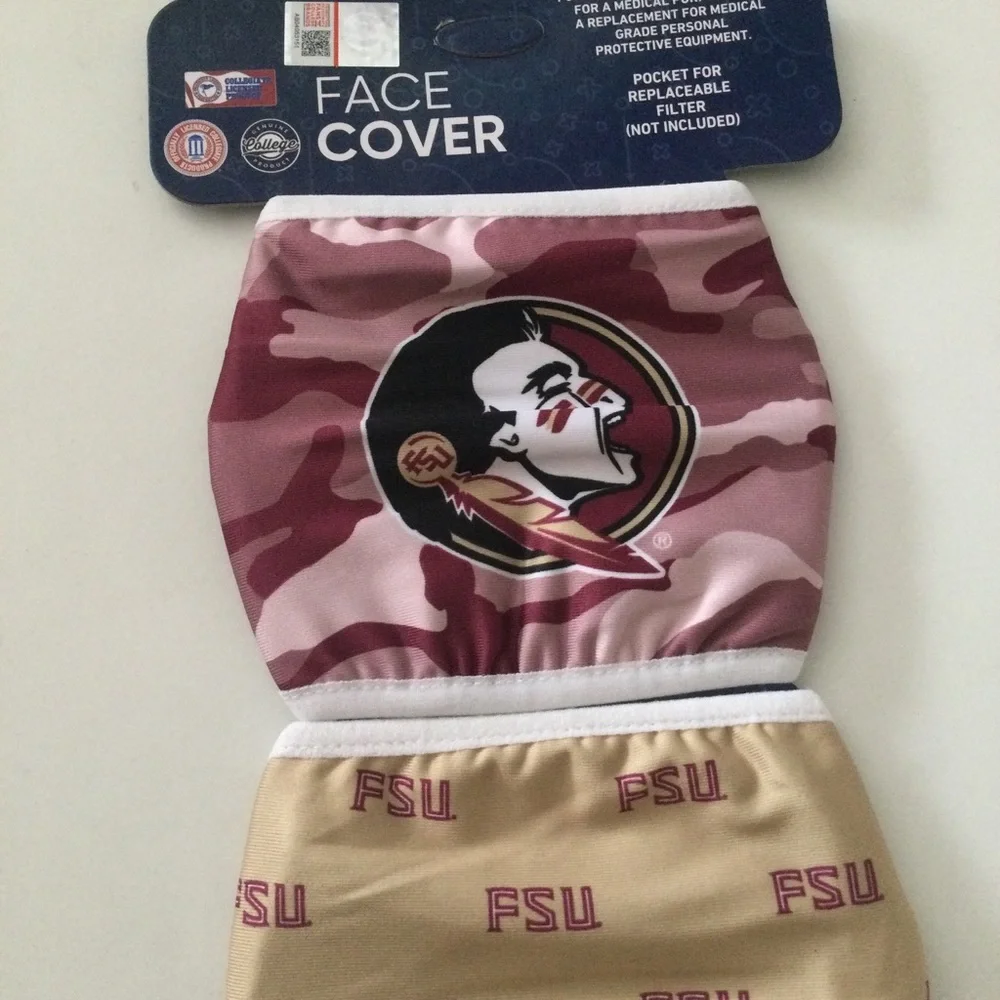 NCAA FLORIDA STATE SEMINOLES 2 PACK FACE MASKS OS UNISEX ADULT NWT